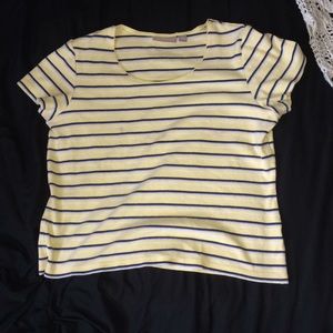 Yellow and blue striped crop top